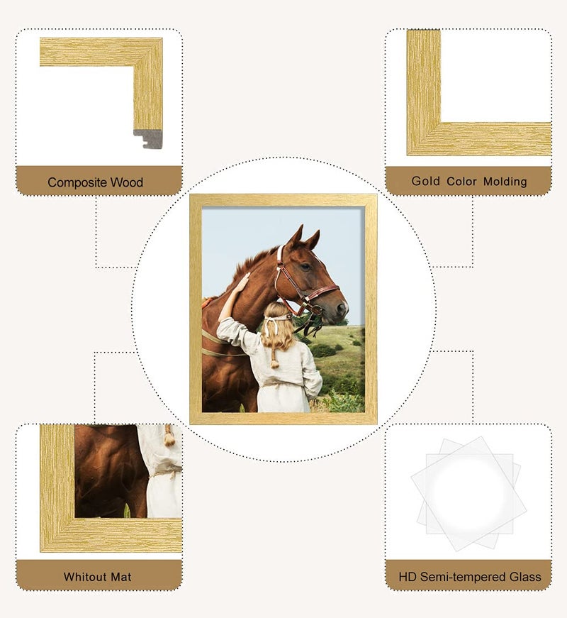 ELSKER&HOME 8x10 Picture Frame Gold Set of 6 - Multi Photo Frames Collage with HD Real Glass for Table Top or Wall Mount Display - Image 5